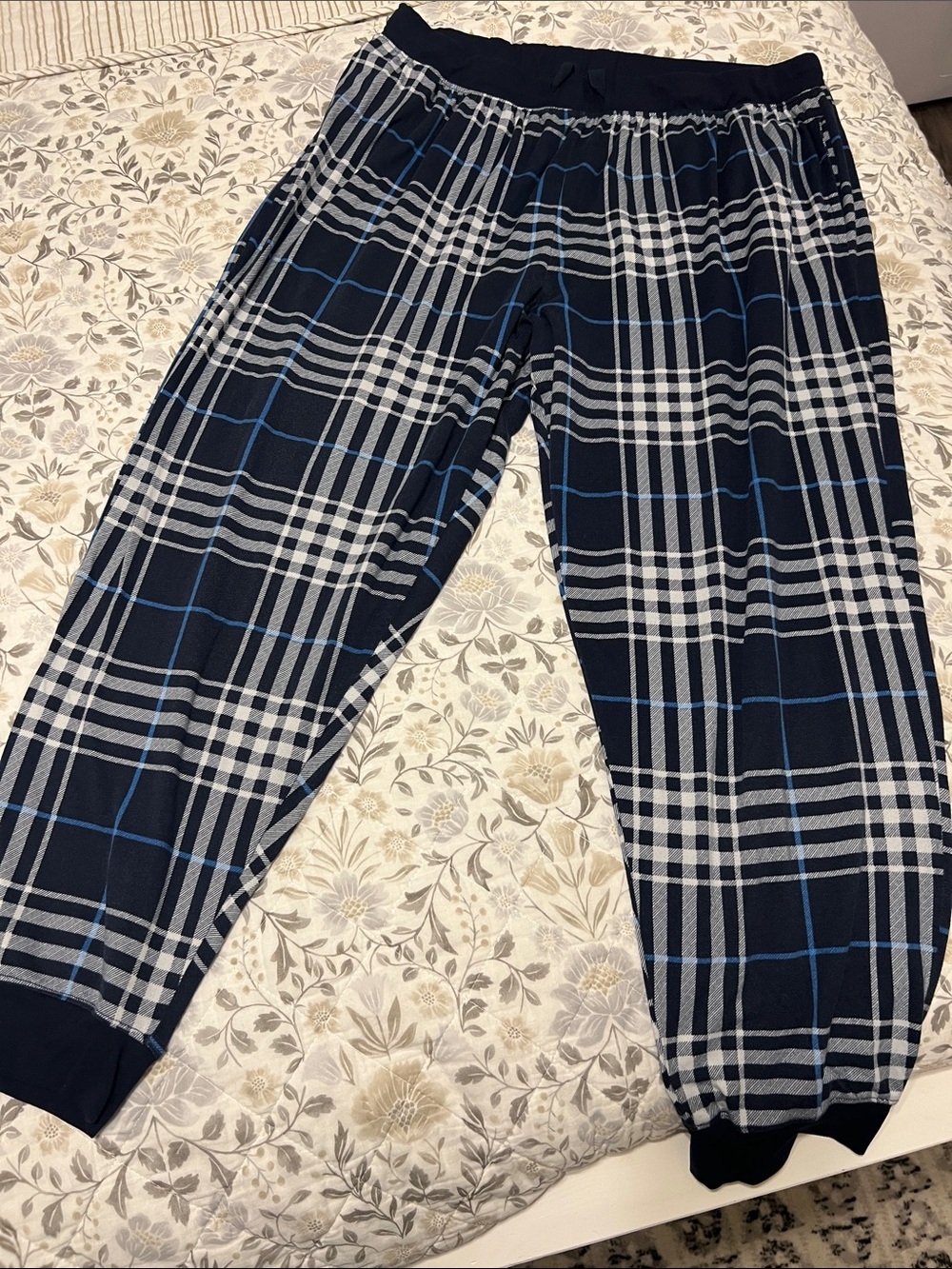 Navy Plaid Lounge Pants with Blue & White Windowpane